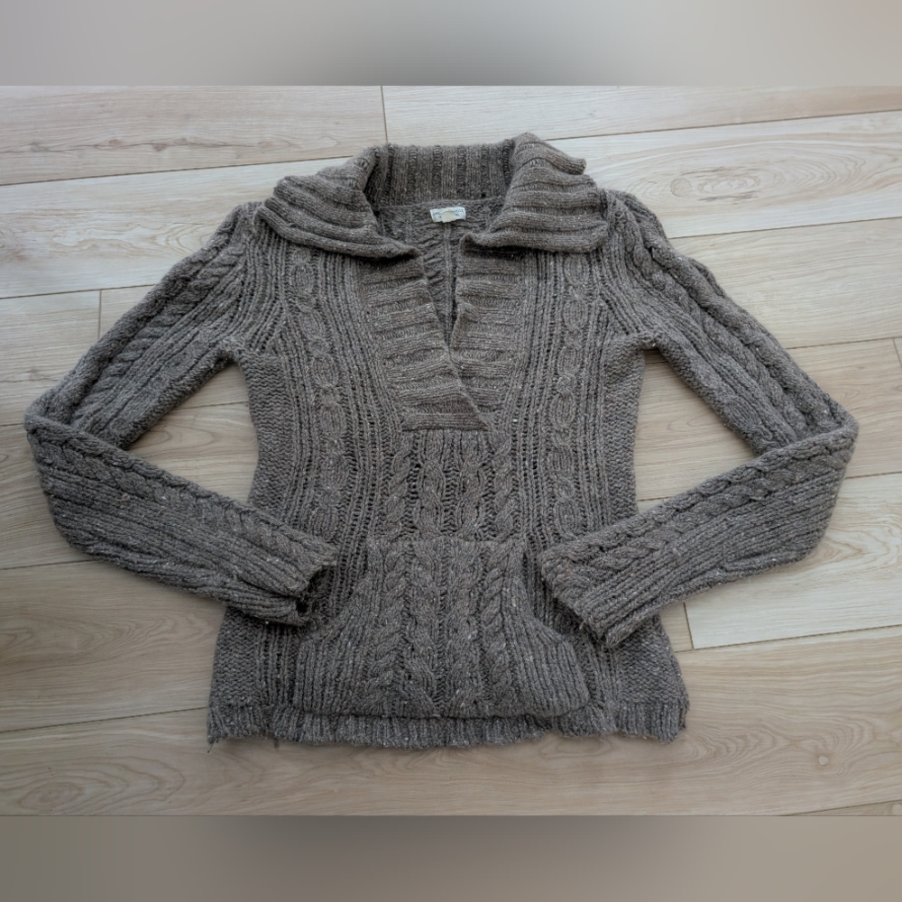 Cozy Brown Cable Knit Sweater By American Eagle